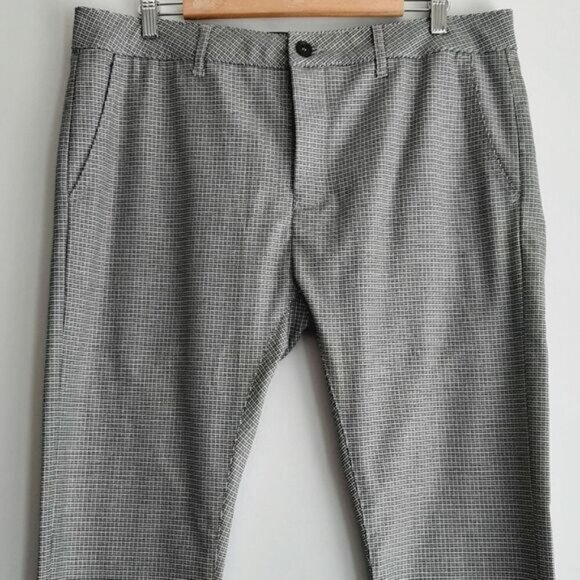 TOPMAN Stretch Skinny Button Fly Trousers Grey Geometric Pattern Men's Sz 38 - Picture 3 of 11